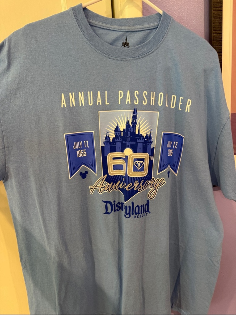 Disney Light Blue Annual Passholder 60th Anniversary Tee